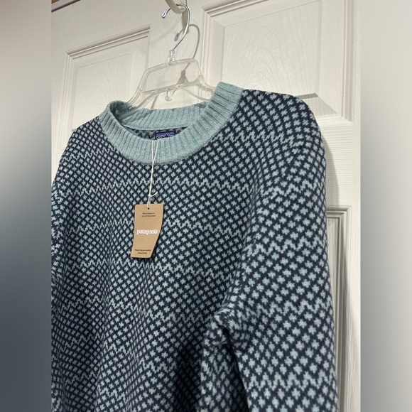 Patagonia Women's L Large Recycled Wool-Blend Crewneck Sweater Blue NWT Cozy - Picture 2 of 9